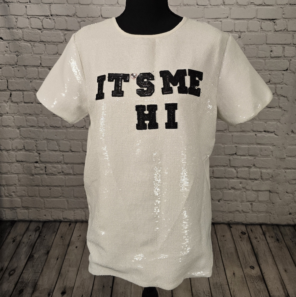 Lola + The Boys - Womens White Sequin Shirt